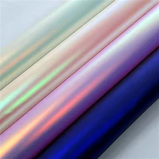 Matte -metallinen vinyylikangas PU Holografinen laser Iridescent Faux Nahka kenkien valmistamiseksi